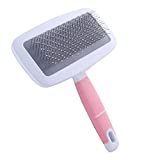 Dog & Cat Slicker Brush,Grooming Long or Short Haired Dogs, Cats, Pets,New Balls on Bristles for Gentle & Effective Grooming,Massages Particle,Improves Circulation (Pink)