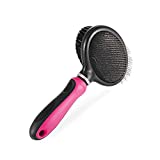 Mile High Life Slicker Double Sided Grooming Brush |Small Medium Dogs and Cats | Long and Short Haired Pet | Blue and Pink Color | Flexible Handle for Different Surface Angles