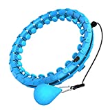 Dumoyi Smart Weighted Fit Hoop for Adults Weight Loss, 24 Detachable Knots Infinity Exercise Hoop, 2 in 1 Adomen Fitness Massage Workout Equipment, Great for Adults and Beginners (Blue)