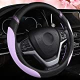 Universal Leather Steering Wheel Cover for Women Steering Wheel Cover for Car 15 inch (Purple)