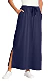 Woman Within Women's Plus Size Sport Knit Side-Slit Skirt - 22/24, Navy Blue