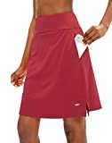 Viodia Women's 20" Knee Length Skorts Skirts Athletic Tennis Golf Skirt for Women Modest Sports Casual Summer Skirt with 5 Pockets Red