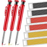 Solid Carpenter Pencil for Construction and Refills with Built in Sharpener, Long Nosed Deep Hole Mechanical Pencil Marker Marking Tool for Scriber Woodworking Architect Carpenter (39 Pieces)