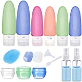 POLENTAT 17 Pcs Silicone Travel Bottles Set, TSA Approved Travel Size Containers for Toiletries for Shampoo Leak-proof Travel Accessories Containers with Tag