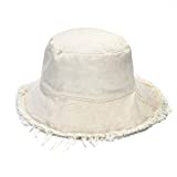boderier Sun Hats for Women Summer Casual Wide Brim Cotton Bucket Hat Beach Vacation Travel Accessories (Beige)