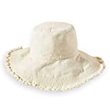 HZEYN Bucket Hats for Women Wide Brim Summer Travel Packable Cotton Bucket Beach Sun Hat UPF 50+ (Beige)