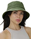 FURTALK Bucket Hats for Women Cotton Packable Summer Beach Sun Hats Mens Womens Bucket Hat for Travel (Green, Medium)