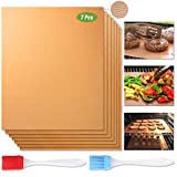BEGIALO Copper Grill Mats Set of 7 for Outdoor Grill, Non-Stick Copper BBQ Grilling Mats PFOA Free Heavy Duty Reusable Easy to Clean Works on Gas Charcoal Electric BBQ Grill Accessories