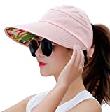 HINDAWI Sun Hats for Women Wide Brim Sun Hat UV Protection Floppy Beach Packable Caps Pink