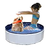 Juegoal 32"x 8" Foldable Baby Dog Pet Bath Swimming Pool, Hard Plastic Kiddie Collapsible Dog Pet Pool Bathing Tub, Portable Pet Bath Tub Pool for Indoor & Outdoor Kids Pets Dogs Cats