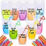 30 Sets Drink Pouches with Straws Colorful Adult Drink Bags Zipper Party Beverage Pouches Funny Drink Pouches Novelty Juice Party Pouches Translucent Stand-up Plastic Bags for Adults