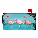 Duduho Flamingos Standing in Clear Blue Sea Mailbox Cover Magnetic Mailbox Wraps Post Box Cover Dcor 21x18 in