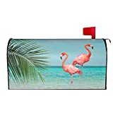 Abucaky Flamingos Standing in Clear Blue Sea Mailbox Cover Magnetic Waterproof Mailbox Wraps Post Letter Box Decor 21x18 in