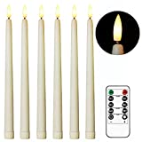 Stmarry 11" Ivory Taper Flameless LED Faux Candle Lights 6PK with Remote and Timer, Battery Operated Flickering Tall Candlesticks for Christmas Home Wedding Valentine's Day Decor