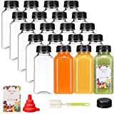 SUPERLELE 20pcs 8oz Empty Plastic Juice Bottles with Caps, Reusable Water Bottle, Clear Bulk Drink Containers with Black Tamper Evident Lids for Juicing, Smoothie, Drinking and Other Beverages