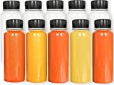 8 OZ 10 Pcs Round Plastic Juice Bottle , Reusable Transparent Bulk Beverage Container With Black Lid, Suitable For Juice, Milk And Other Beverages