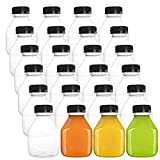 DEAYOU 24 Pack Plastic Juice Bottles, 8 OZ Empty Clear Beverage Bottles with Caps, Small Reusable Drink Container with Black Tamper Evident Lid for Take Out, Milk, Smoothie, Juicing, Tea, Cold Drinks