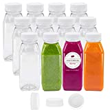 8 Oz Empty Juice Bottles 12 Pack Clear Plastic Disposable Tamper Proof Lids