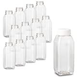 8 oz Empty Clear PET Plastic Juice Bottles with Tamper Evident Caps by MT Products - Set of 12 Bottles and 12 Caps