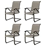 Iwicker 4 Pieces Patio C Spring Motion Steel Mesh Fabric Dining Chairs with High Back