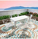 SMM005 Reversible Indoor/Outdoor Plastic Rugs,Waterproof Mat,Easy to Clean Outdoor Patio Mats-Blue8x10