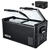 ICECO VL75 Pro 79.2 Quarts Dual Zone Portable Refrigerator with SECOP Compressor, Multi-directional Lid, Dual USB & DC 12/24V, AC 110-240V | Compact Refrigerator | For Car&Home | With Cover