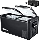 ICECO VL75 PRO 79 Quart Double Zone Portable Refrigerator with SECOP Compressor, Independent Control 12 Volt Freezer for Car, Home, Camping, RV, 0F to 50F, 12/24V DC, 100/240V AC & Insulated Protective Cover