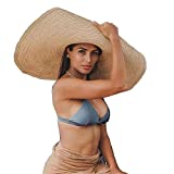 Oversized Beach Sun Hat for Women, Floppy Foldable Straw Hat, Extra Large Roll up Wide Brim Hats, Packable UV Protection Summer Hats for Ladies Khaki