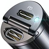 USB C Car Charger, 60W AINOPE USB C Car Faster Charger with Smallest and All-Metal Body, PD 30W & QC 30W Type C Car Charger Compatible with iPhone 13/12/iPad Pro/iPad Mini 6/Samsung S22/S21 (Black)