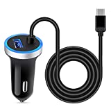 USB C Car Charger, 3.4A Fast Charging Car Adapter+3ft Type C Cable for Samsung Galaxy S22 S21 S20 S10 Note 20 A10E A20 A50 A51 A01 A71 A11, LG Stylo 6/5/4 G8 G7 V60 ThinQ Moto G8 G7 Google Pixel 4 3a