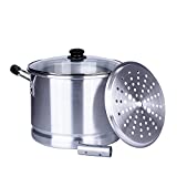 ARC 12 Quart Aluminum Tamale Steamer Pot, Crab Pot Stock Pot with Steamer tube for Seafood Crawfish Crab Vegetable with Bakelite handle, Silver