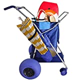 RollX Big Balloon Wheel Beach Cart for Sand, Foldable Storage Wagon with Big 13 Inch Beach Tires (Pump Included) (Blue)