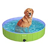 Dog Pool, Foldable Kiddie Pool for Kids, Portable Kid Pool for Backyard, Indoor & Outdoor Collapsible Pet Pool, Durable Dog Swimming Pool for Large Medium Small Dogs and Cats (Green, L: 47'' x 12'')