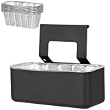 MixRBBQ Grease Cup Holders and Aluminum Drip Pans Set, Drip Catcher Pan for Blackstone 17 22 28 36 Inch Griddles, Black Metal Tray with 10-Pack Disposable Foil Pans