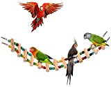 SunGrow Bird Ladder Bridge, 20 x 3 Inches, Raw Wood and Edible Dye, Suitable for Small to Medium Birds, 1 Piece