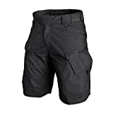 Helikon-Tex Urban (UTK) Tactical Shorts for Men - Lightweight & Breathable Cargo Shorts for Tactical, Military, Police, Hiking, & Hunting (Black Polycotton Ripstop W36, L11)