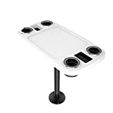 Manufacturers' Select Marine, Boat Table Leg Set. Pontoon Boat Acc. Pedestal Table. Extra-Large Removable Table. Built-in Cup Holders, Phone Holder by ITC (Glossy White w/Black Leg)