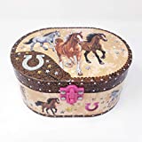 Hot Focus Dashing Horse Oval Shaped Musical Jewelry Box