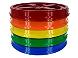 Gamma Seal Lid, Assorted Colors, 5 Pack - New! - Boxed! - 5 Gallon Bucket Lids (Fits 3.5, 5, 6, & 7 Gal.) Storage Container Lid by Gamma