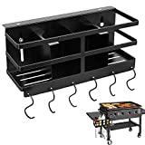 KGDJS Grill Caddy, Upgraded BBQ Caddy Designed for 28"/36" Blackstone Griddles, Removable Griddle Caddy, Space Saving BBQ Accessories Storage Box, Free Drilling Hole & Easy to Install -Black