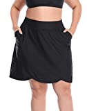 HDE Womens Plus Size Skort Skirt with Bike Shorts Active Golf Swim Skirt Pockets Black - 18 Plus