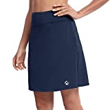 M MOTEEPI Womens Knee Length Skorts with Pockets Long Tennis Golf Athletic Skirts with Shorts UPF 50+ UV Protection High Waist Navy Blue 2XL