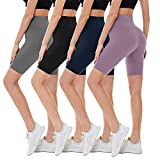 CAMPSNAIL 4 Pack Biker Shorts for Women  8" High Waist Workout Biker Yoga Running Compression Exercise Shorts