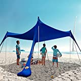 2022 Upgraded Beach Tent Pop Up Shade, HARBLAND 10X10 FT UPF50+ Beach Canopy with 8 Tent Stakes, 4 Support Ropes, Carry Bag for Outdoor, Adult and Baby(4 Thickened Tip Poles, 4-8 People)