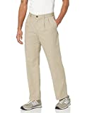 Amazon Essentials Men's Classic-Fit Wrinkle-Resistant Pleated Chino Pant, Khaki, 38W x 34L