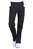 CHEROKEE Workwear Professionals Women Scrubs Pant Mid Rise Straight Leg Pull-on Cargo WW170, L, Black