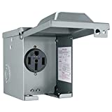 50 Amp 125/250 Volt RV Power Outlet Box, Enclosed Lockable Weatherproof NEMA 14-50R Outdoor Electrical Receptacle Panel, 50 Amp RV Receptacle for RV Camper Trailer Motorhome Electric Car Generator