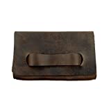 Hide & Drink, Leather Clutch Bag With Handle/Handbag/Pocketbook/Travel, Handmade Includes 101 Year Warranty :: Bourbon Brown