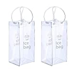 2 Pack Ice Wine Bag Portable Collapsible Clear Wine Pouch Cooler with Handle for Party,Outdoor,Champagne,Cold Beer,White Wine,Chilled Beverages,Iced Drinks