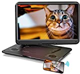 SUNPIN 17.9" Portable DVD Player with 15.6 inch HD Large Swivel Screen, Screen Mirror Function, 6 Hours Rechargeable Battery, Anti-Shocking, Last Memory, Support 1080P/AV in&Out/USB/SD Card, Black